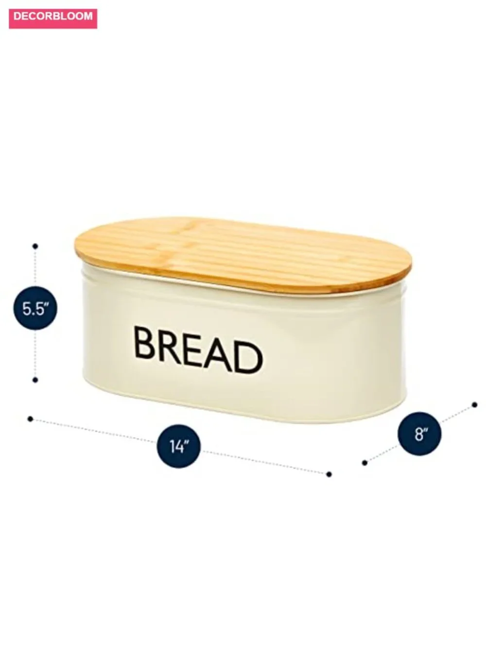 Premium Metal Bread Box with Bamboo Lid - Rust-Proof Galvanized Steel